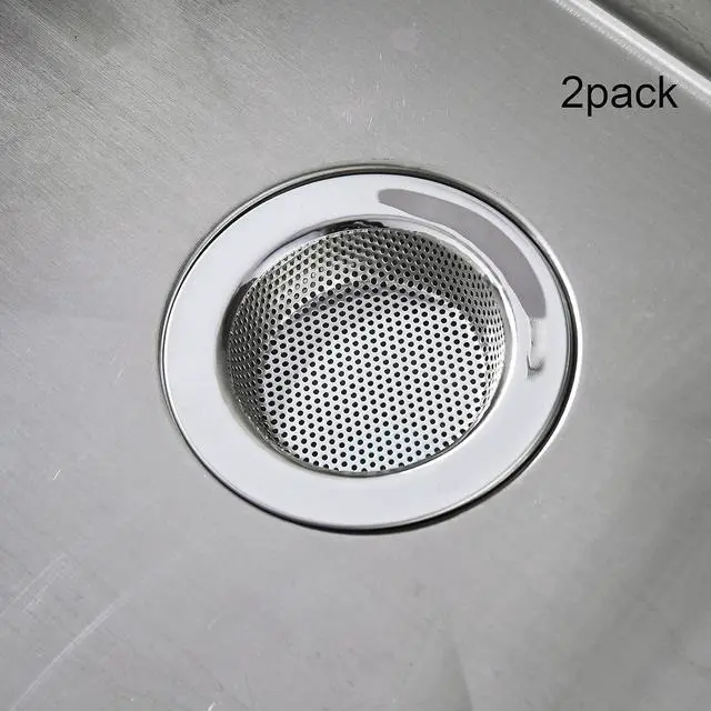Alt view image 6 of 6 - Kitchen Sink Strainer Stainless Steel, Kitchen Sink Drain Strainer, Sink Strainers for Kitchen Sinks with Large Wide Rim 4.5" Diameter (2 Pack)