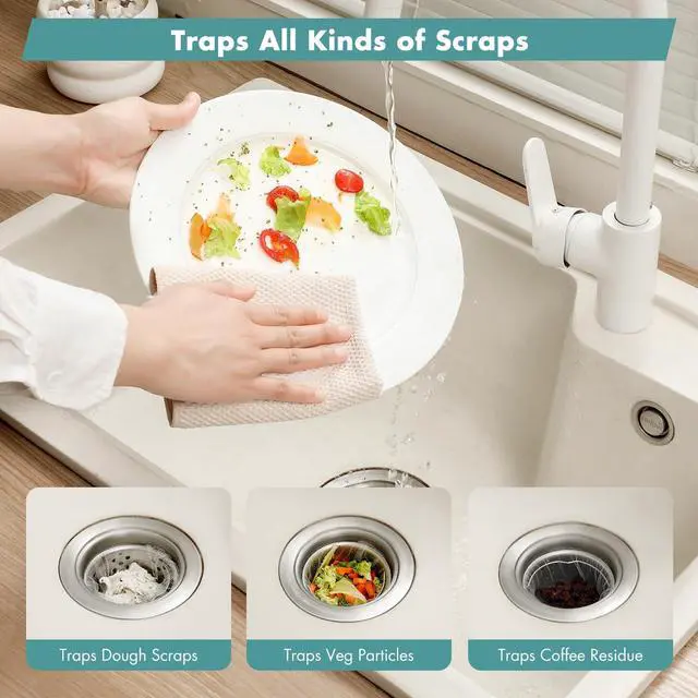 Alt view image 4 of 7 - 200 Pack Kitchen Sink Strainer Mesh Bag, Anti-Clogging Disposable Sink Drain Covers, Kitchen Essentials Sink Filter Nets, Fits Most Sink Strainers (4.0 x 4.0 Inch)