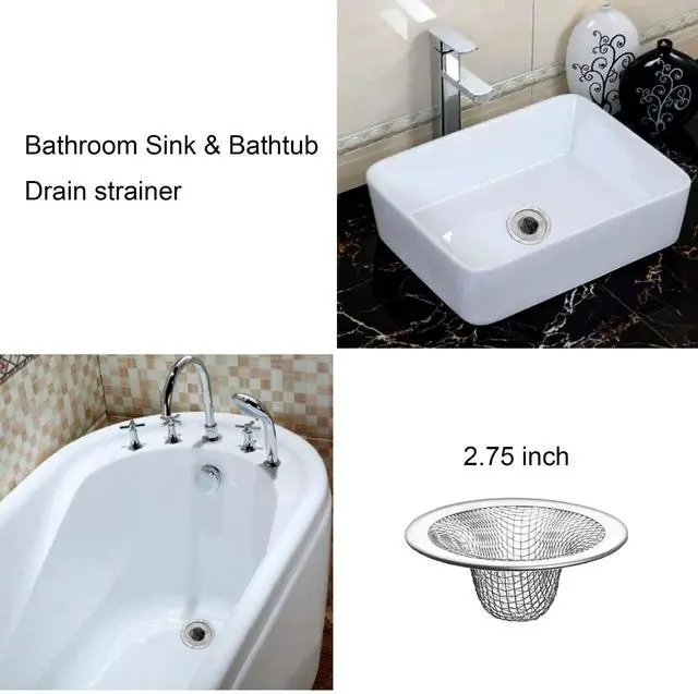 Alt view image 5 of 7 - 10PCS Mesh Sink Drain Strainer Bathroom, 2.75" Stainless Steel Slop Basket Filter Trap Hair Catcher, Tub Drain Screen Filter Cover Mesh Bathroom Bathtub RV Laundry Lavatory Balcony Utility