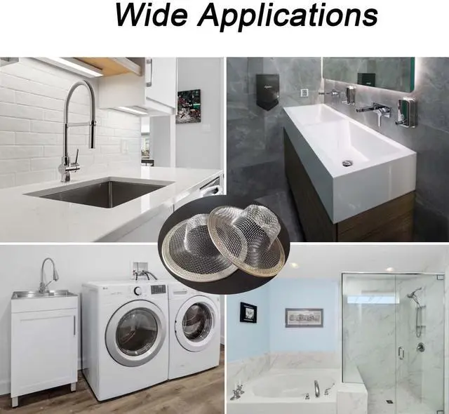 Alt view image 6 of 7 - 10PCS Mesh Sink Drain Strainer Bathroom, 2.75" Stainless Steel Slop Basket Filter Trap Hair Catcher, Tub Drain Screen Filter Cover Mesh Bathroom Bathtub RV Laundry Lavatory Balcony Utility