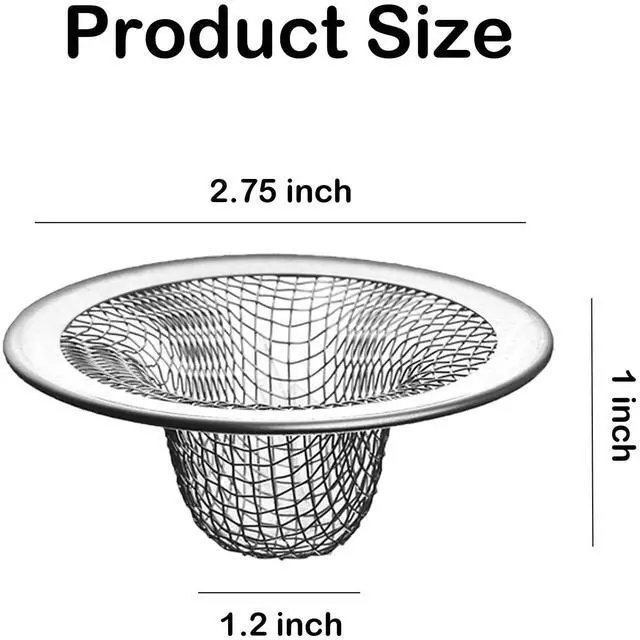 Alt view image 2 of 7 - 10PCS Mesh Sink Drain Strainer Bathroom, 2.75" Stainless Steel Slop Basket Filter Trap Hair Catcher, Tub Drain Screen Filter Cover Mesh Bathroom Bathtub RV Laundry Lavatory Balcony Utility