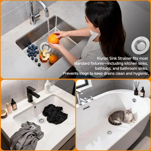 Alt view image 4 of 6 - 3-Pack Stainless Steel Kitchen Sink Strainer 2026 Deep Basket Drain Filter, Rust-Proof Food Catcher, Smooth Edge, Fits 3.5" for Kitchen, Utility Sinks, Basins. Anti-Clog, Dishwasher Safe (4.5" OD)