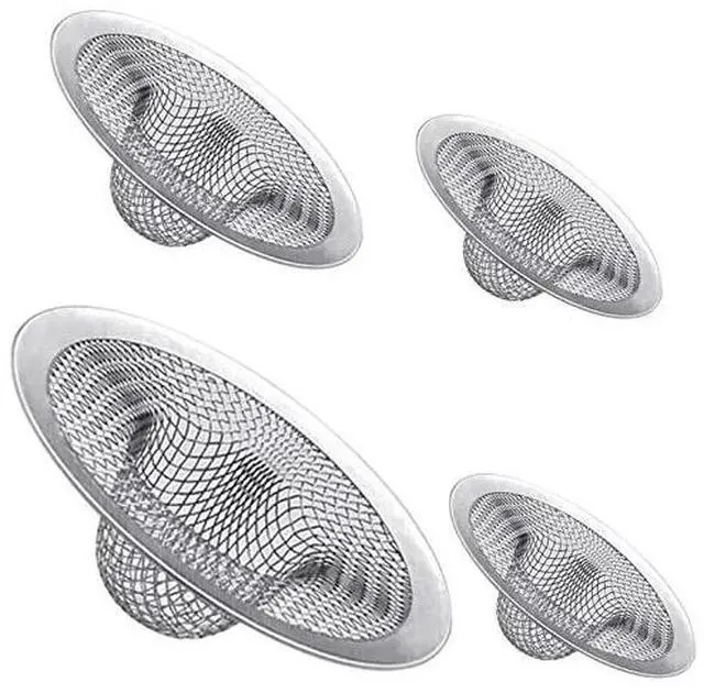 Main image of 4PCS Heavy Duty Stainless Steel Sink Strainer,Sink Basket Set, Fits Most Kitchen Sinks 4.5'', Bathroom Sinks 2.75'',Shower Drains