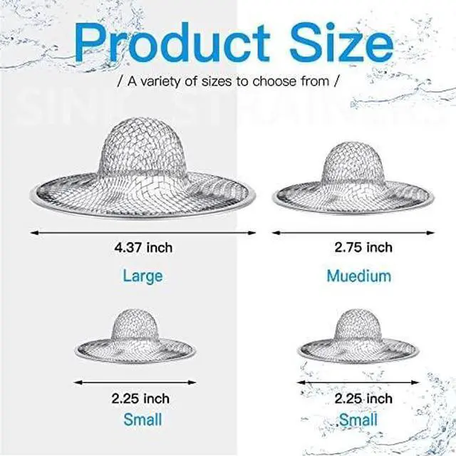 Alt view image 3 of 6 - 4PCS Heavy Duty Stainless Steel Sink Strainer,Sink Basket Set, Fits Most Kitchen Sinks 4.5'', Bathroom Sinks 2.75'',Shower Drains
