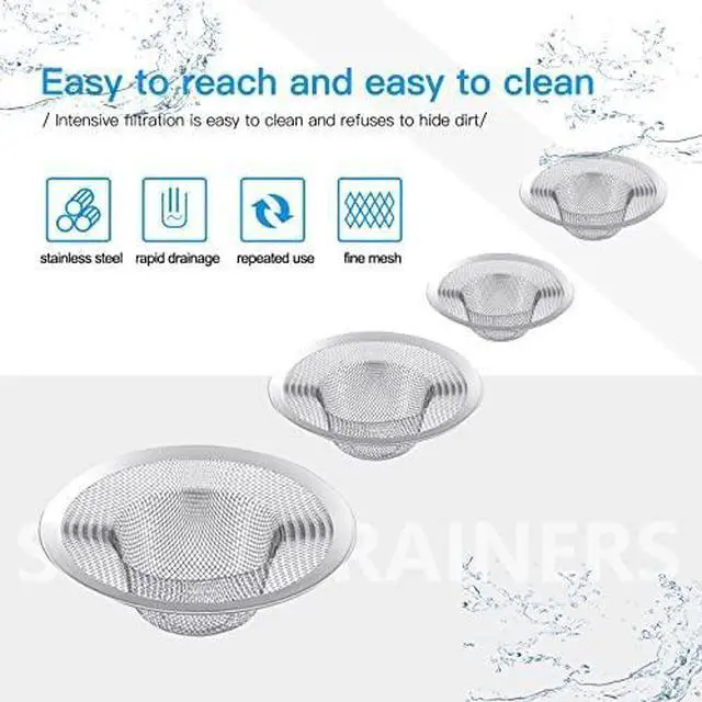 Alt view image 4 of 6 - 4PCS Heavy Duty Stainless Steel Sink Strainer,Sink Basket Set, Fits Most Kitchen Sinks 4.5'', Bathroom Sinks 2.75'',Shower Drains