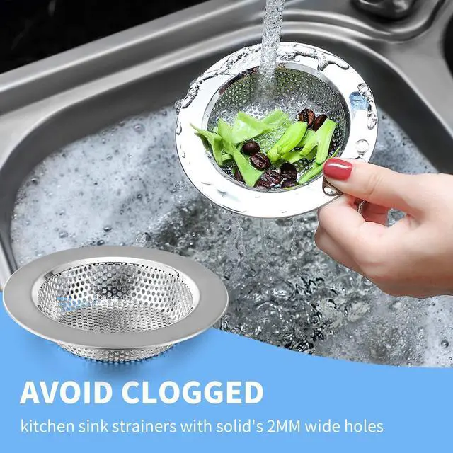 Alt view image 4 of 7 - 3 Pcs Kitchen Sink Drain Strainer and Stopper Stainless Steel Garbage Disposal Plug with Handle Universal Anti-Clogging Kitchen Sink Filter Sieve Basket Strainer(Silver)
