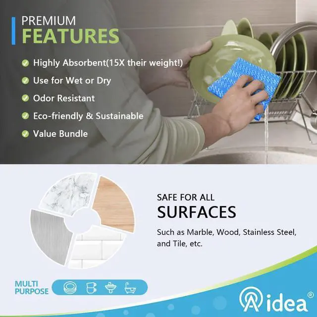 Alt view image 2 of 6 - Cleaning Wipes, Multi-Purpose Towel Reusable Cleaning Cloths 40Ct(1 Pack), Domestic Wipes, Dish Cloths(12''x24'')