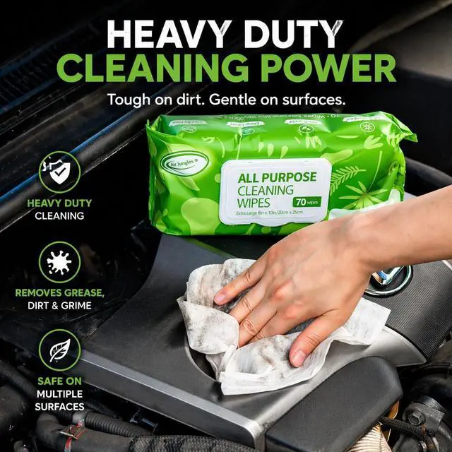 Alt view image 4 of 6 - All Purpose Cleaning Wipes 70 Count, Extra Large 8" x 10" Heavy Duty for Car Interior, Kitchen, Bathroom, Gym Equitment, Tools - Non-Toxic Safe for Multi-Surface