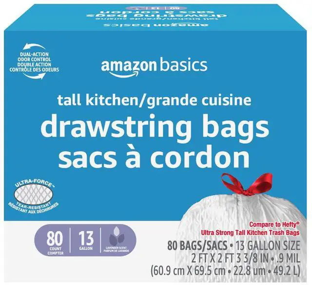 Main image of Ultra-Force Tall Kitchen Drawstring Trash Bags, Lavender Scented, 13 Gallon, Tear Resistant, Odor Neutralizing, 80 Count (Packaging May Vary)