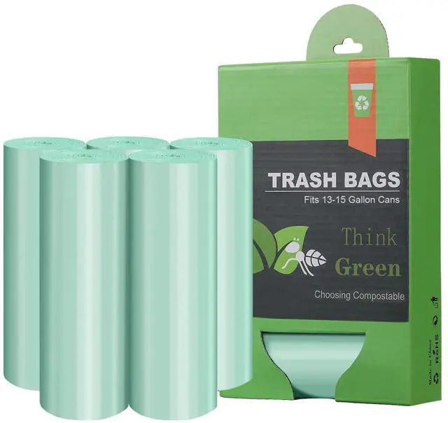 Main image of Compostable Trash Garbage bags,13-15 Gallon Tall Kitchen Trash Bags,Heavy Duty Unscented 1.18Mils 55 Liter,60 Count,Strong Thicken Rubbish Waste Can Liners for Kitchen Garden Home