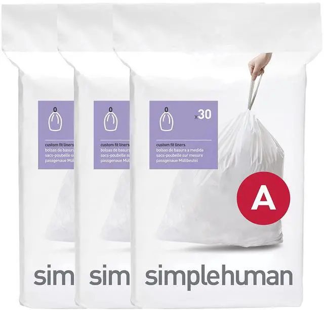 Main image of Code A 90 Count Custom Fit Liners, Drawstring Kitchen Trash Bags, One-by-One Mess-Free Dispense, Extra Thick & Double Seamed, 50% PCR Plastic, 4.5 Liter / 1.2 Gallon, White