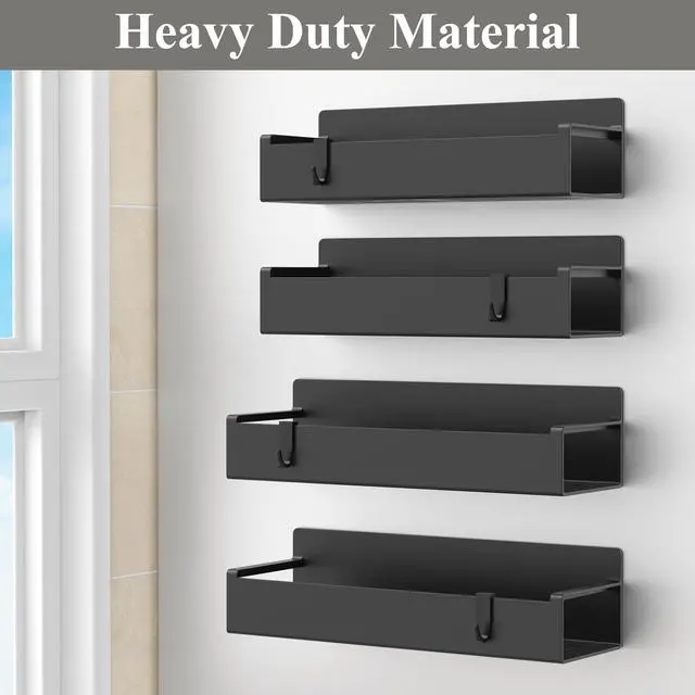Alt view image 4 of 7 - 4 Pack Magnetic Spice Rack Organizer for Refrigerator and Oven, Black Fridge Organizers and Storage for Kitchen
