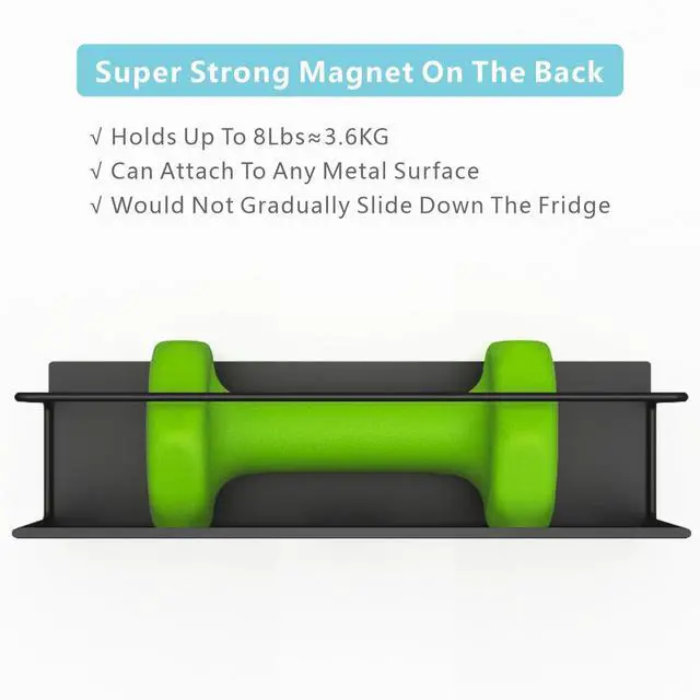 Alt view image 3 of 7 - Magnetic Spice Rack For Refrigerator, Magnetic Fridge Shelf For Kitchen, Magnetic Shelf For Fridge Space Saving Black 4 Pack With Magnetic Paper Towel Holder