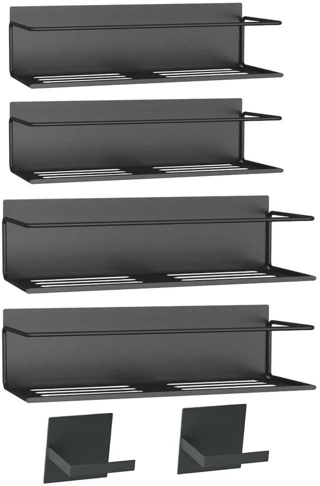 Alt view image 4 of 7 - Magnetic Spice Rack For Refrigerator, Magnetic Fridge Shelf For Kitchen, Magnetic Shelf For Fridge Space Saving Black 4 Pack With Magnetic Paper Towel Holder