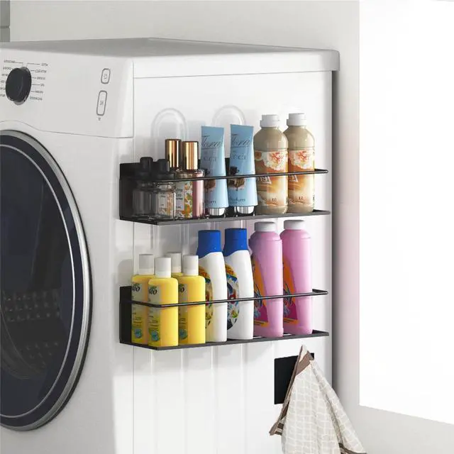 Alt view image 6 of 7 - Magnetic Spice Rack For Refrigerator, Magnetic Fridge Shelf For Kitchen, Magnetic Shelf For Fridge Space Saving Black 4 Pack With Magnetic Paper Towel Holder