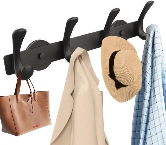 Main image of Strong Magnetic Double Hooks Rack,Heavy Duty Coat Magnetic Rack,Strong Rubber Magnetic Hanger with 4 Hooks for Refrigerator,Metal Cabinet,Hanging Coat, Towel, Bag, Backpack