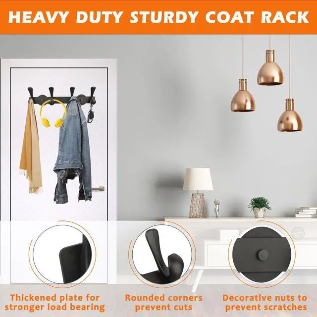 Alt view image 4 of 7 - Strong Magnetic Double Hooks Rack,Heavy Duty Coat Magnetic Rack,Strong Rubber Magnetic Hanger with 4 Hooks for Refrigerator,Metal Cabinet,Hanging Coat, Towel, Bag, Backpack