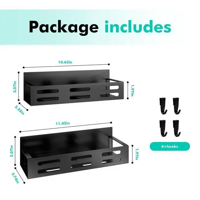 Alt view image 2 of 7 - 2 Pack Magnetic Spice Rack for Refrigerator, Black Magnetic Shelf and Fridge Kitchen Cabinet Organizers Storage Seasoning Organization Mini Shelves, Organizadores de Cocina