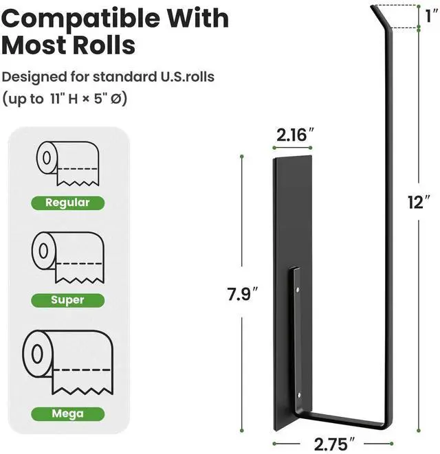 Alt view image 3 of 7 - Paper Towel Holder, Magnetic Paper Towel Holder for Fridge, Toilet Paper Roll Holder Magnet Towel Rack Wall Mount Fridge Organizer for Paper Towels Rolls Bathroom Pantry RV Kitchen Storage