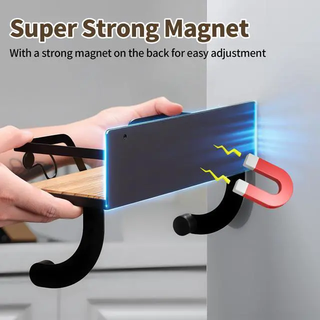 Alt view image 2 of 6 - Magnetic Paper Towel Holder for Fridge, Black Kitchen Roll Holder with Shelf Wall Mount, Magnetic Spice Rack Organizer with Funny Memes for Kitchen, RV, Garage