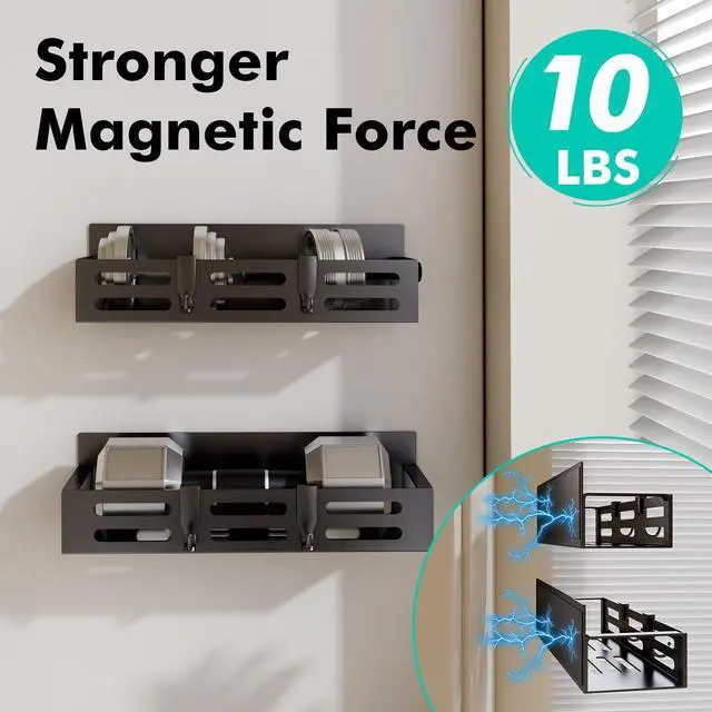 Alt view image 3 of 7 - 4 Pack Magnetic Spice Rack for Refrigerator with 4-Hook Rack and Paper Towel Holder, Black Magnetic Shelf and Fridge Kitchen Cabinet Organizers Storage Seasoning Organization Mini Shelves.