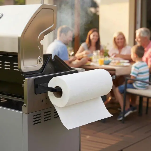 Alt view image 2 of 7 - Magnetic Paper Towel Holder Fits Jumbo Rolls, Black Heavy-Duty No Drill Towel Bar for Kitchen, Refrigerator, Washing Machine, RV, BBQ Grill Cart and Metal Storage Cabinet