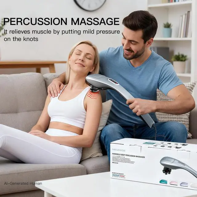 Alt view image 2 of 7 - Handheld Deep Tissue Neck Back Massager for Shoulders, Waist, Legs, 3600 RPM Powerful Motor Electric Neck Massager with 5 Nodes & 5 Speeds, A Little Heavy