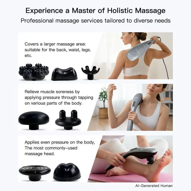 Alt view image 4 of 7 - Handheld Deep Tissue Neck Back Massager for Shoulders, Waist, Legs, 3600 RPM Powerful Motor Electric Neck Massager with 5 Nodes & 5 Speeds, A Little Heavy