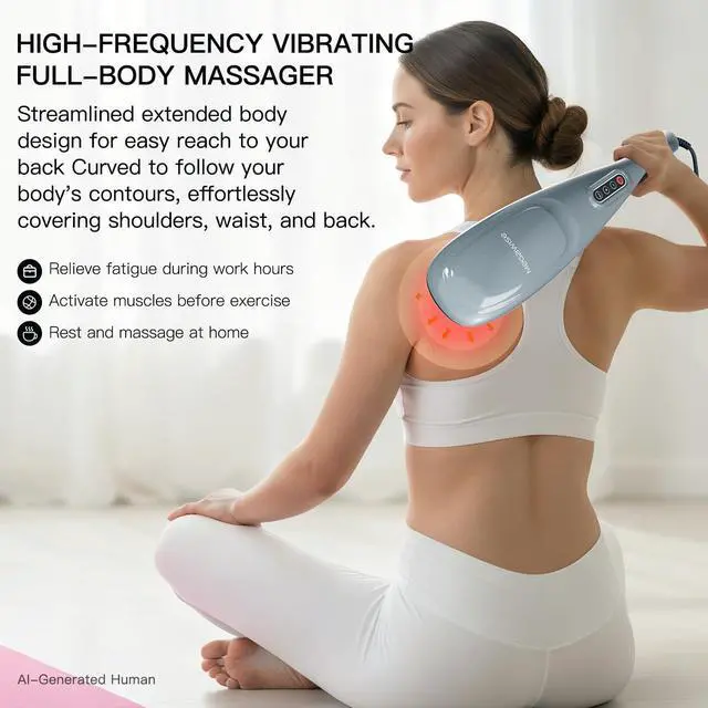 Alt view image 5 of 7 - Handheld Deep Tissue Neck Back Massager for Shoulders, Waist, Legs, 3600 RPM Powerful Motor Electric Neck Massager with 5 Nodes & 5 Speeds, A Little Heavy