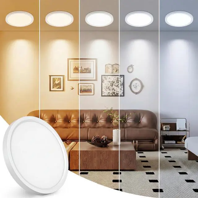Main image of 7 inch LED Ceiling Light, 3000K/3500K/4000K/5000K/6500K Adjustable Flush Mount Light Fixture,1500LM 15W Thin White Round Lamp for Hallway Kitchen Bathroom Bedroom