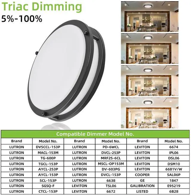 Alt view image 6 of 7 - 13 inch Flush Mount LED Ceiling Light Fixture, 2700K/3000K/3500K/4000K/5000K Adjustable Ceiling Lights, Oil Rubbed Bronze Saturn Dimmable Lighting for Hallway Bathroom or Kitchen, ETL Listed