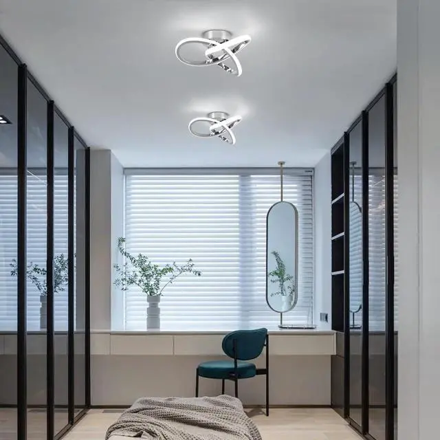 Alt view image 5 of 7 - Hallway Light Acrylic Modern LED Ceiling Light Fixtures Cool White 6000K Close to Ceiling Lights for Bedroom Bathroom Kitchen Balcony Corridor Stair Aisle Curved Creative Design Celing lamp