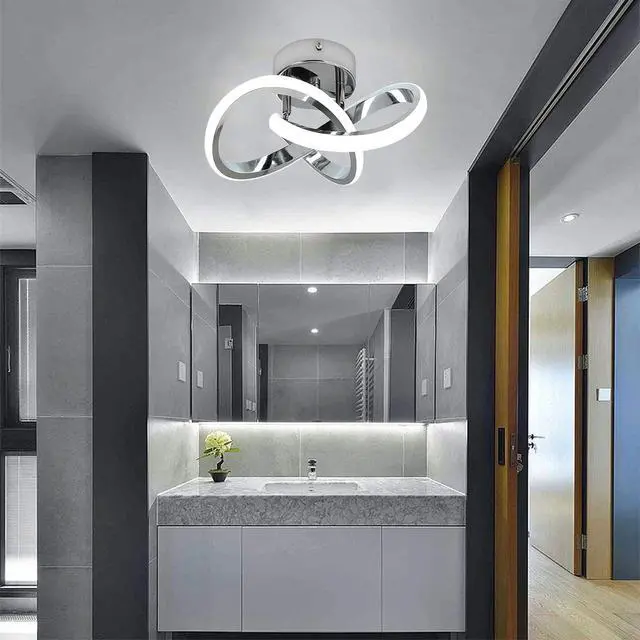 Alt view image 6 of 7 - Hallway Light Acrylic Modern LED Ceiling Light Fixtures Cool White 6000K Close to Ceiling Lights for Bedroom Bathroom Kitchen Balcony Corridor Stair Aisle Curved Creative Design Celing lamp
