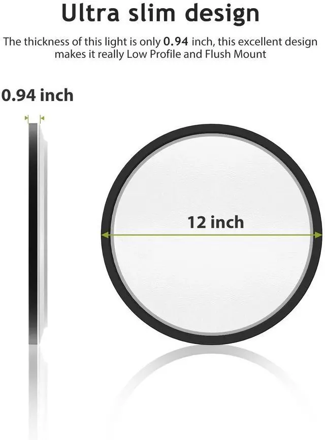 Alt view image 6 of 6 - 2PACK Flush Mount LED Ceiling Light Fixture Black, 12Inch 28Watt, Dimmable & 3000K-4500K-6000K Ceiling Lamp 3200LM Low Profile Ceiling Light for Kitchen Bedroom Hallway Porch