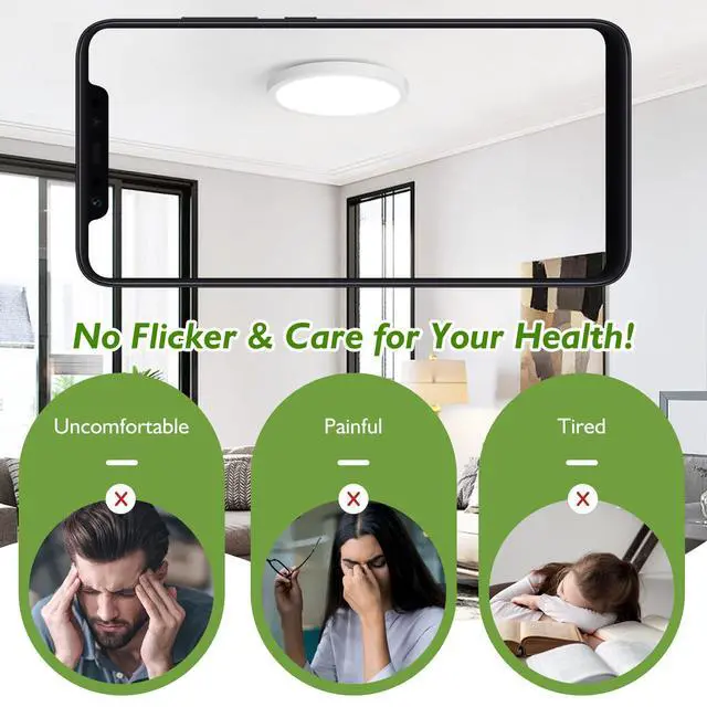 Alt view image 6 of 7 - LED Flush Mount Ceiling Light, 7 Inch Dimmable LED Ceiling Light Fixture 15W 100W Equivalent, 1200LM 5000K Daylight White Ultra Thin Flat Led Lights for Kitchen, Bedroom, Hard-wired Closet Light