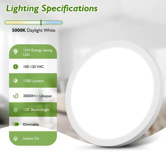 Alt view image 5 of 7 - LED Flush Mount Ceiling Light, 7 Inch Dimmable LED Ceiling Light Fixture 15W 100W Equivalent, 1200LM 5000K Daylight White Ultra Thin Flat Led Lights for Kitchen, Bedroom, Hard-wired Closet Light