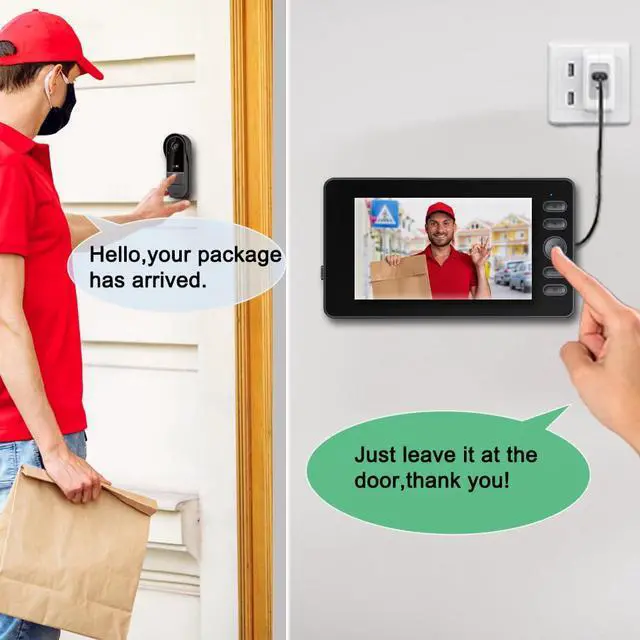 Alt view image 3 of 7 - Doorbell Camera Wireless No Subscription with Monitor for Home/Apartment, Video Doorbell 1080P No App/WiFi Needed, Intercom 2-Way Talk,Waterproof Door Bell with Recording & Night Vision