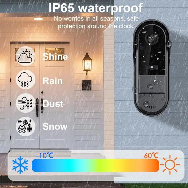 Alt view image 5 of 7 - Doorbell Camera Wireless No Subscription with Monitor for Home/Apartment, Video Doorbell 1080P No App/WiFi Needed, Intercom 2-Way Talk,Waterproof Door Bell with Recording & Night Vision