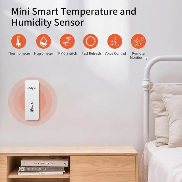 Alt view image 2 of 7 - eMylo WiFi Hygrometer Indoor Thermometer Room Thermometer and Humidity Meter, Mini Humidity Gauge with Notification Alerts & Data Storage, Temperature Humidity Monitors for Home, Greenhouse, Baby Room