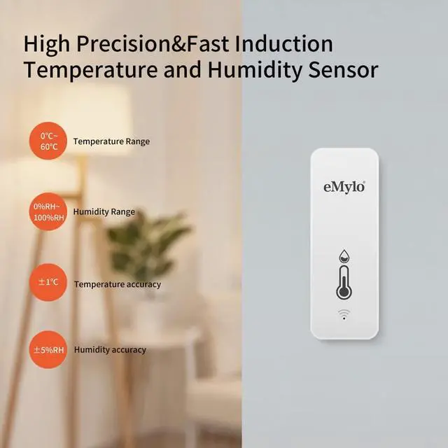 Alt view image 3 of 7 - eMylo WiFi Hygrometer Indoor Thermometer Room Thermometer and Humidity Meter, Mini Humidity Gauge with Notification Alerts & Data Storage, Temperature Humidity Monitors for Home, Greenhouse, Baby Room
