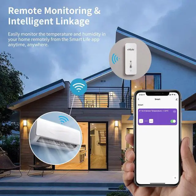 Alt view image 6 of 7 - eMylo WiFi Hygrometer Indoor Thermometer Room Thermometer and Humidity Meter, Mini Humidity Gauge with Notification Alerts & Data Storage, Temperature Humidity Monitors for Home, Greenhouse, Baby Room