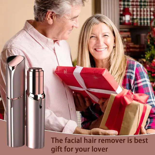 Alt view image 6 of 6 - Women's Painless Hair Remover for Women, Battery Powered Facial Hair Shaver for Lips, Chin, Neck, and Cheek with 2 Replacement Heads, Rose Gold