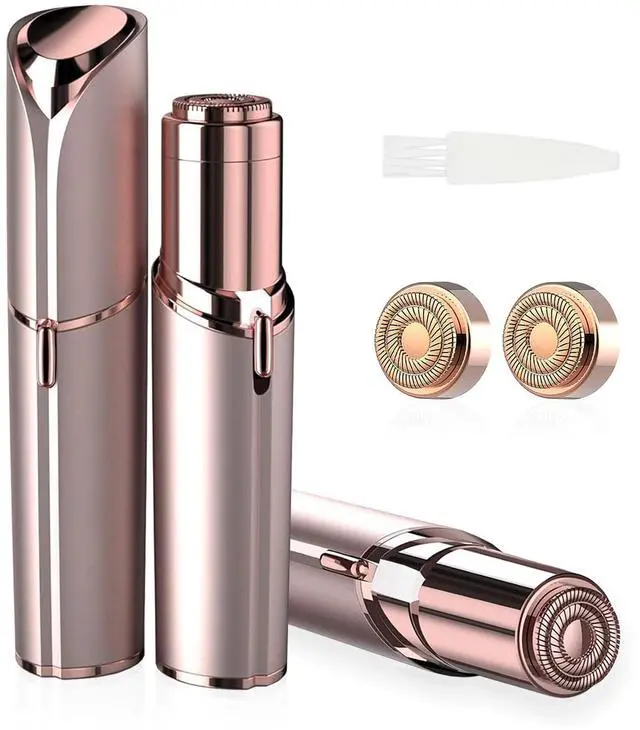 Main image of Women's Painless Hair Remover for Women, Battery Powered Facial Hair Shaver for Lips, Chin, Neck, and Cheek with 2 Replacement Heads, Rose Gold