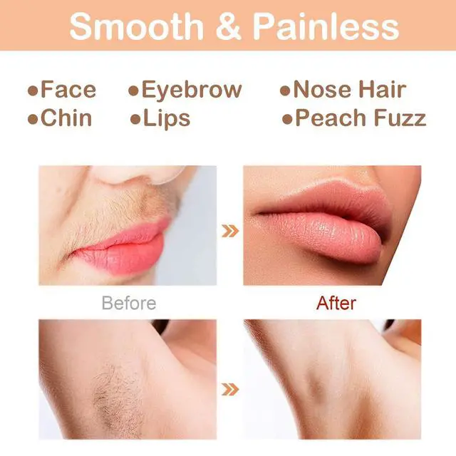 Alt view image 2 of 6 - Facial Hair Removal Eyebrow Trimmer - Facial Shaver Device 2 in 1 Remover for Face Peach Fuzz Eyebrow Nose Ear Hair Chin Lips Armpit with LED Light Rechargeable for Women Men Travel Size (White)