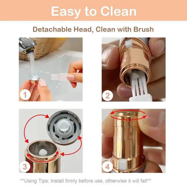 Alt view image 6 of 6 - Facial Hair Removal Eyebrow Trimmer - Facial Shaver Device 2 in 1 Remover for Face Peach Fuzz Eyebrow Nose Ear Hair Chin Lips Armpit with LED Light Rechargeable for Women Men Travel Size (White)