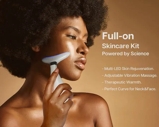 Alt view image 3 of 6 - Lily Neck Face Massager, Face Sculpting Tool, Skin Rejuvenation Device with Thermal, Triple Action LED and Vibration, for Anti-Aging, Lifting and Tightening Sagging Skin (Pearl White)