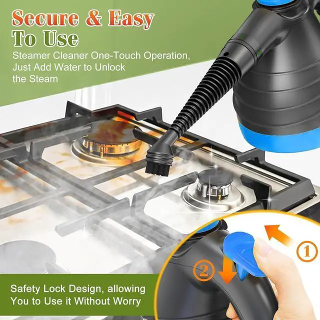 Alt view image 3 of 7 - Handheld Steam Cleaner, Fast Heating High-Temperature Steam for Multi-Surface Cleaning, Portable Steam Cleaner for Home Use with 9 Accessories, Steamer for Cleaning Kitchen Bathroom Tile and Car(Blue)