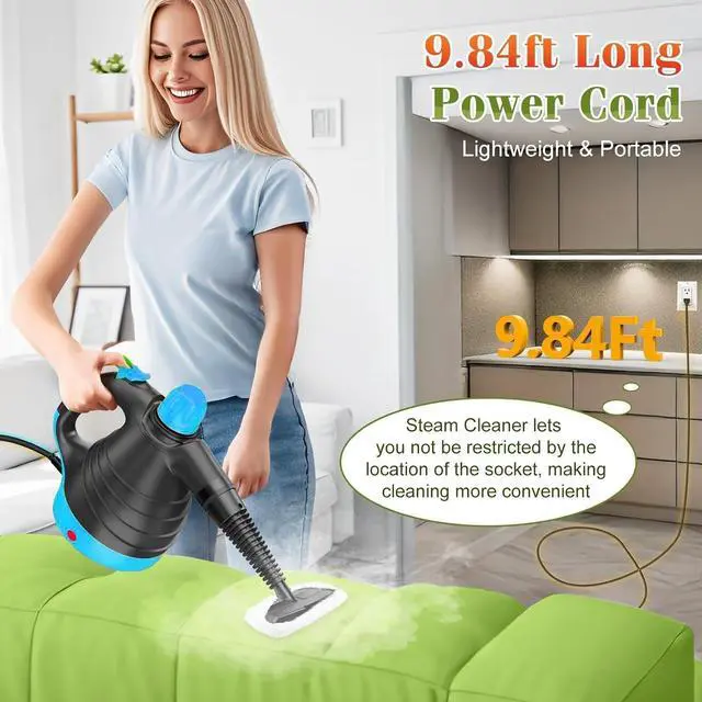 Alt view image 7 of 7 - Handheld Steam Cleaner, Fast Heating High-Temperature Steam for Multi-Surface Cleaning, Portable Steam Cleaner for Home Use with 9 Accessories, Steamer for Cleaning Kitchen Bathroom Tile and Car(Blue)