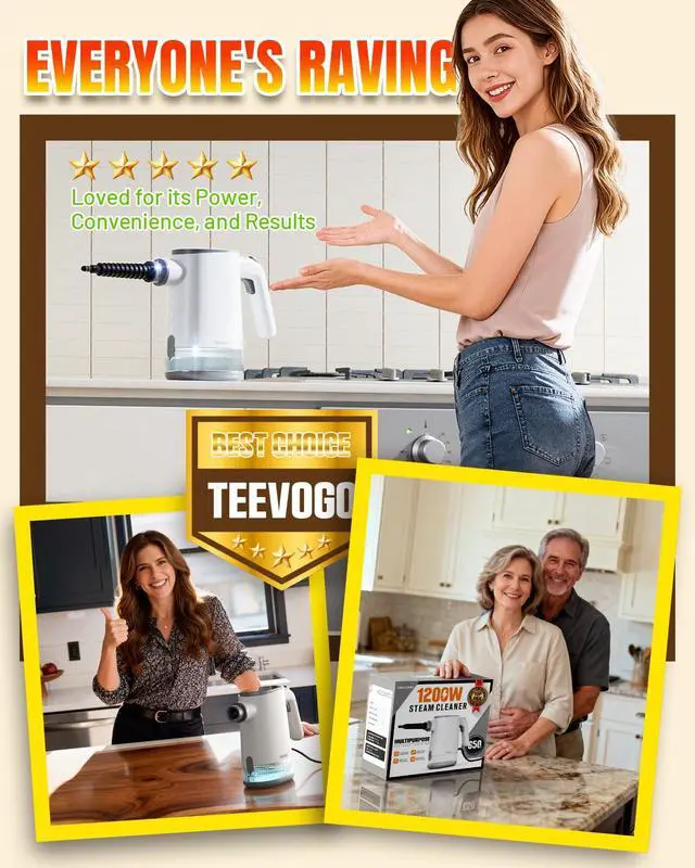 Alt view image 7 of 7 - Handheld Steam Cleaner, 15s Fast Heating, Adjustable Steam, 650mL Large Water Tank, Pressurized Portable Steamer for Cleaning Home, Kitchen, Car, Bathroom, Tile, Furniture, Multi-Surface