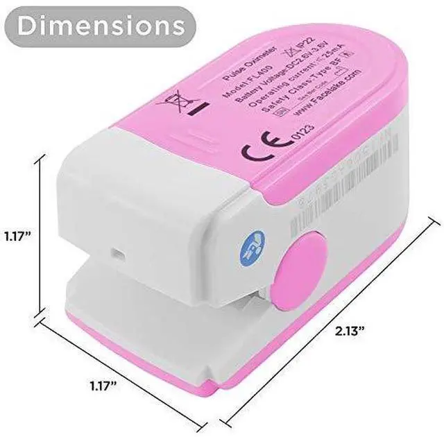 Alt view image 4 of 6 - FL400P Pulse Oximeter with Carrying Case, Batteries, Neck/Wrist Cord - Pink